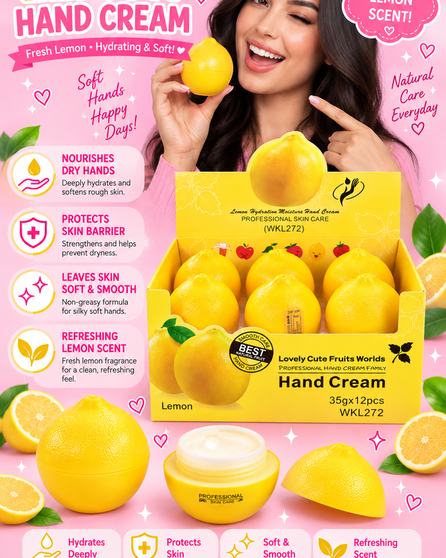 HAND CREAM LEMON- big size 12 pcs box -LOVELY - #WKL272