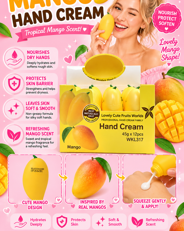 HAND CREAM MANGO- big size 12 pcs box -LOVELY - #WKL217