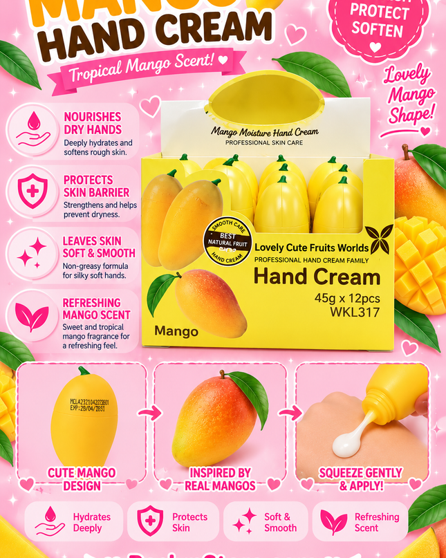 HAND CREAM MANGO- big size 12 pcs box -LOVELY - #WKL217