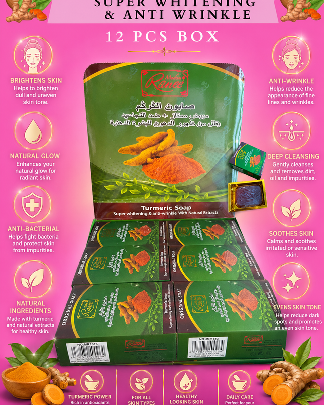 Turmeric Soap  super whitening  & anti wrinkle ( 12 pcs box)