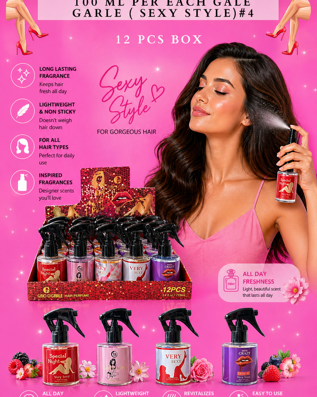 PERFUME FOR HAIR BIG SIZE 100 ML PER EACH GALE GARLE ( SEXY STYLE)#4 - (12 PCS BOX)