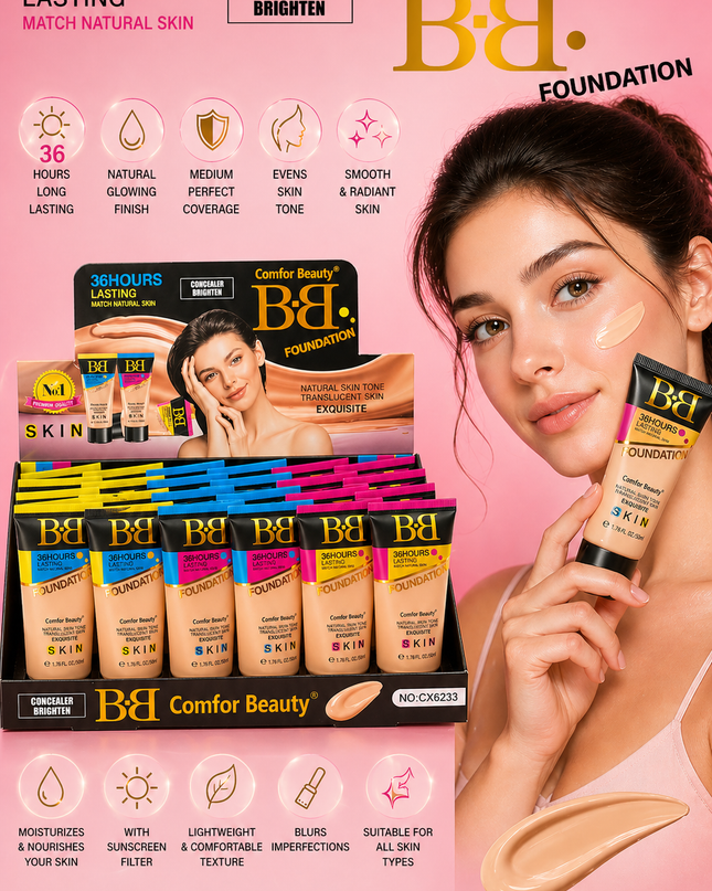 BB CREAM foundation- 24 pcs box - comfort beauty ( match natural skin)