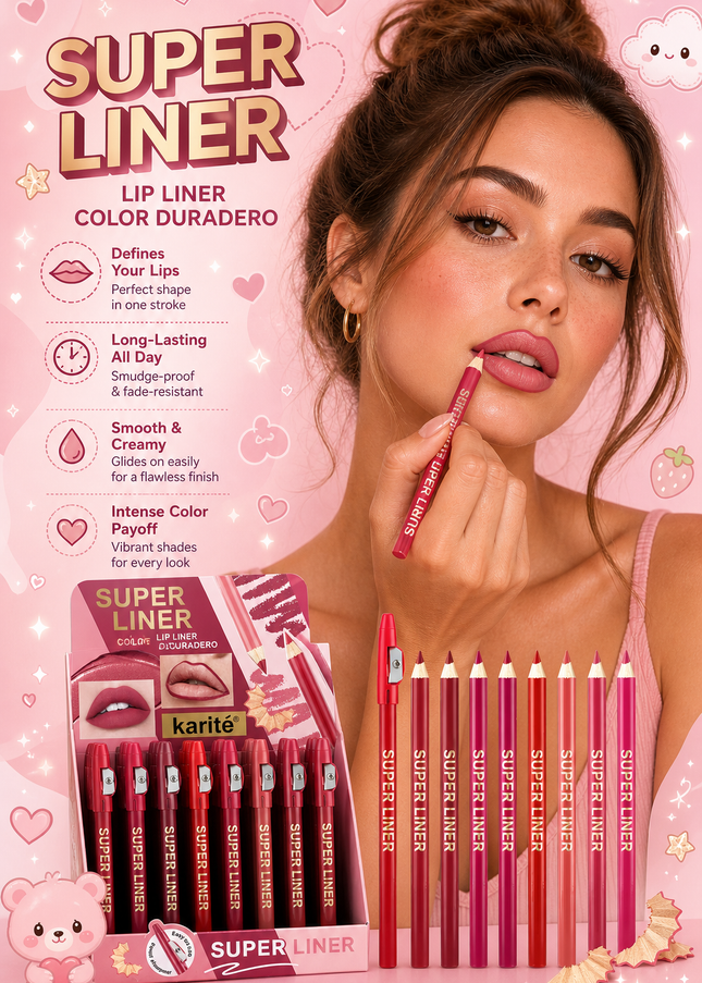 LIP LINER WITH SHARPENER- KARITE 48 pcs box