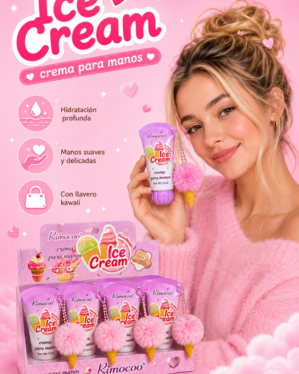 HAND CREAM ICE CREAM with keychain- Rimocoo 12 pcs box