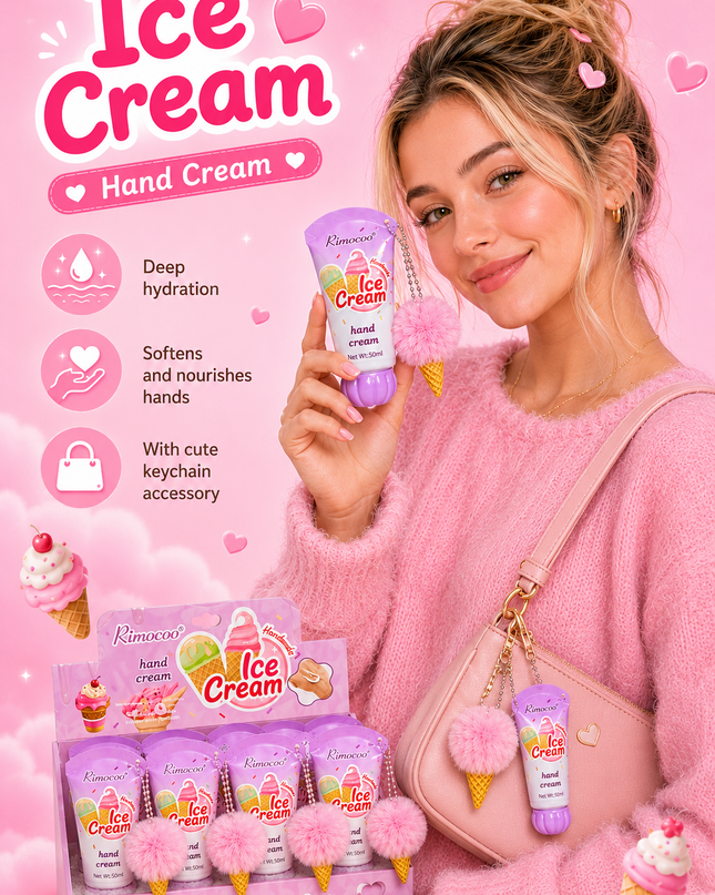 HAND CREAM ICE CREAM with keychain- Rimocoo 12 pcs box