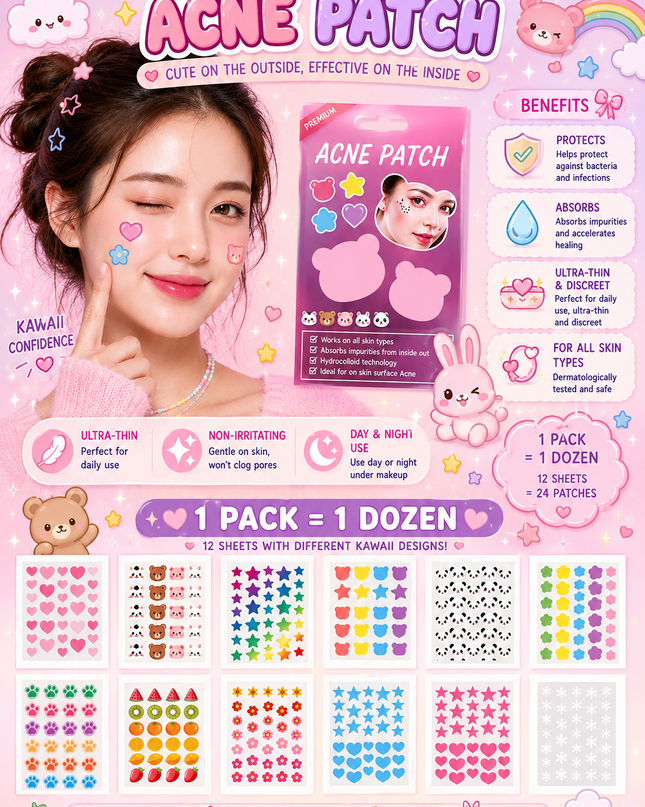 ACNE PATCHES - pimple patches - Kawaii -(12 PCS SET)