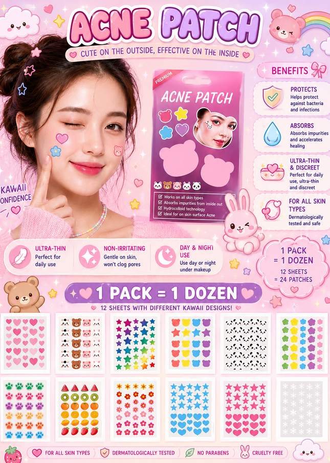 ACNE PATCHES - pimple patches - Kawaii -(12 PCS SET)