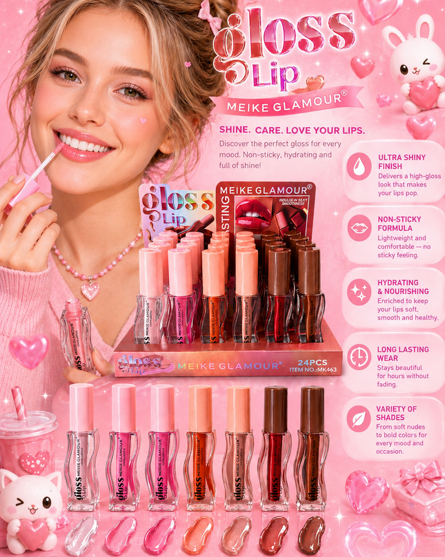 MEIKE GLAMOUR LIPGLOSS  - 24 pcs -  #MK463
