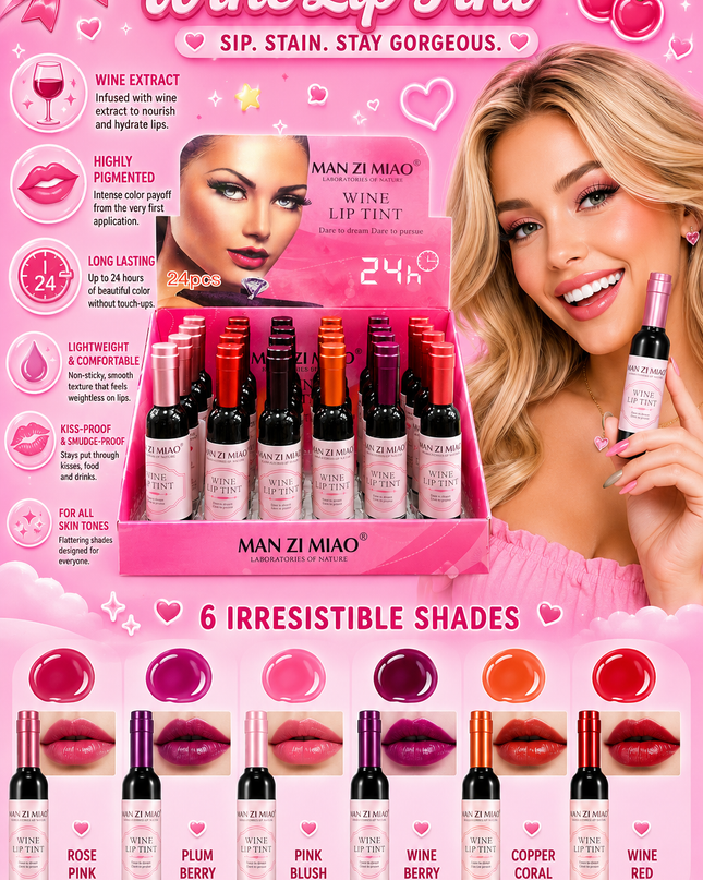 LIP TINT WINE MAN ZI MIAO #24H - 24 PCS BOX