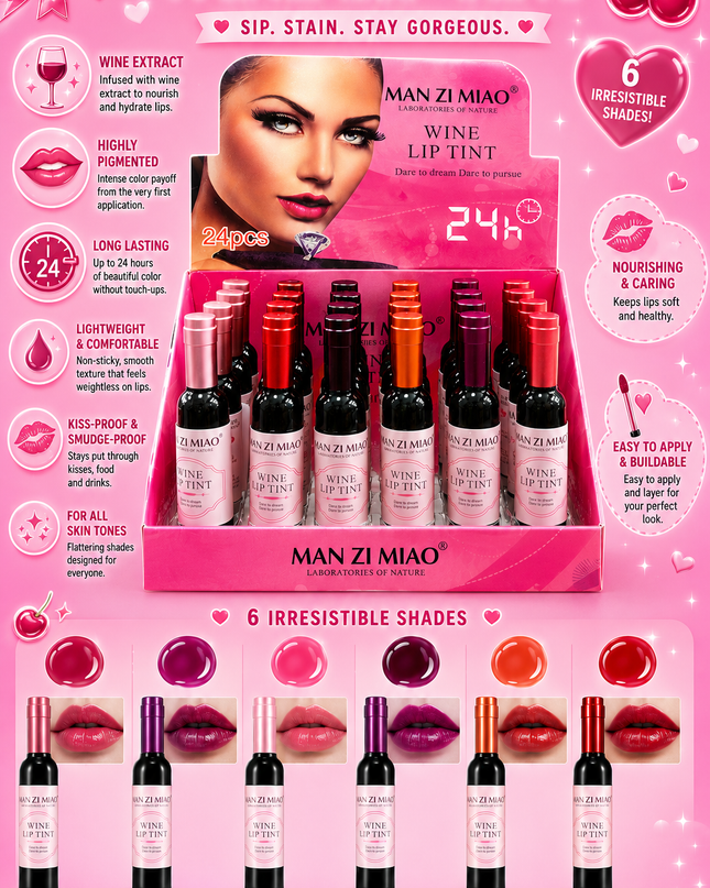 LIP TINT WINE MAN ZI MIAO #24H - 24 PCS BOX