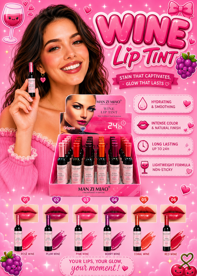 LIP TINT WINE MAN ZI MIAO #24H - 24 PCS BOX