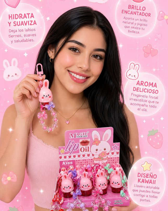 KEYCHAIN LIPGLOSS MAGIC YOUR LIFE BUNNY #LC507 (12 PCS BOX)