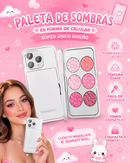 CELLPHONE EYESHADOW PALETTE WITH MIRROR ( highlighter, blush &  glitter (12 pcs box)