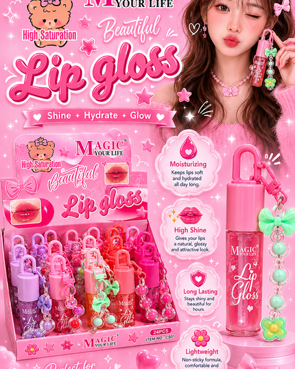 KEYCHAIN LIPGLOSS MAGIC YOUR LIFE #LC501 (12 PCS BOX)