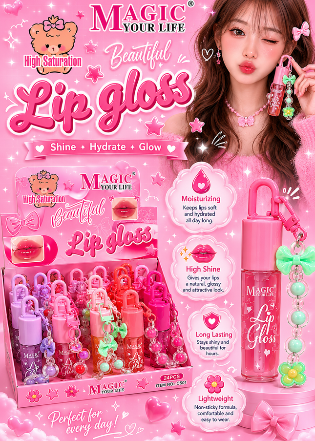 KEYCHAIN LIPGLOSS MAGIC YOUR LIFE #LC501 (12 PCS BOX)