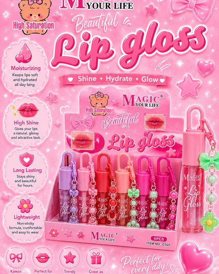 KEYCHAIN LIPGLOSS MAGIC YOUR LIFE #LC501 (12 PCS BOX)