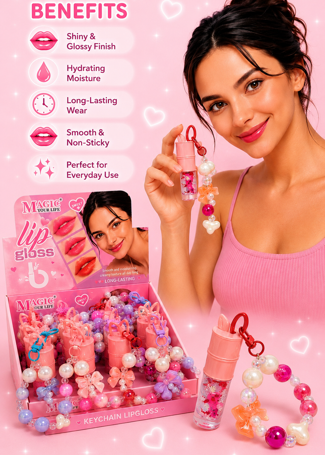 KEYCHAIN LIPGLOSS MAGIC YOUR LIFE #LC508- (12 PCS BOX)