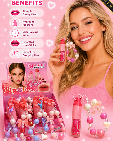 KEYCHAIN LIPGLOSS MAGIC YOUR LIFE MODEL #LC433 -(12 PCS BOX)