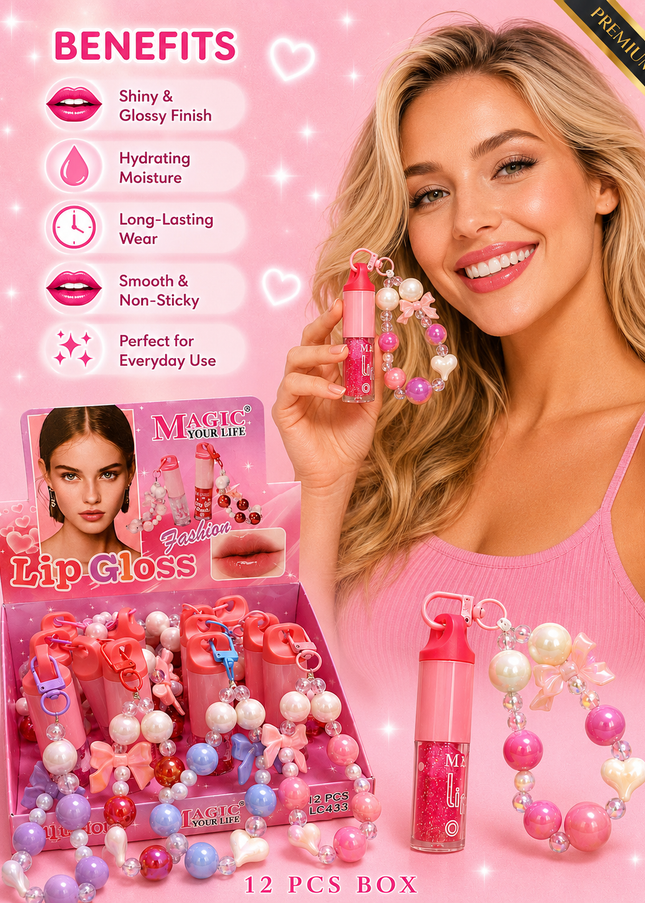 KEYCHAIN LIPGLOSS MAGIC YOUR LIFE MODEL #LC433 -(12 PCS BOX)