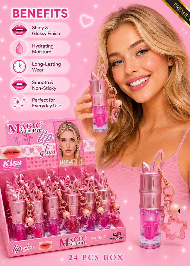 KEYCHAIN LIPGLOSS MAGIC YOUR LIFE #LC549 (24 PCS BOX)