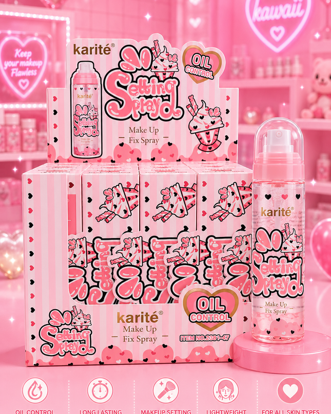 KARITE SETTING SPRAY oil control - (#238147) - 12 pcs box  ( 165 ml per bottle)