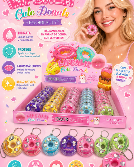 LIP BALM KITTY with keychain - 24 pcs box