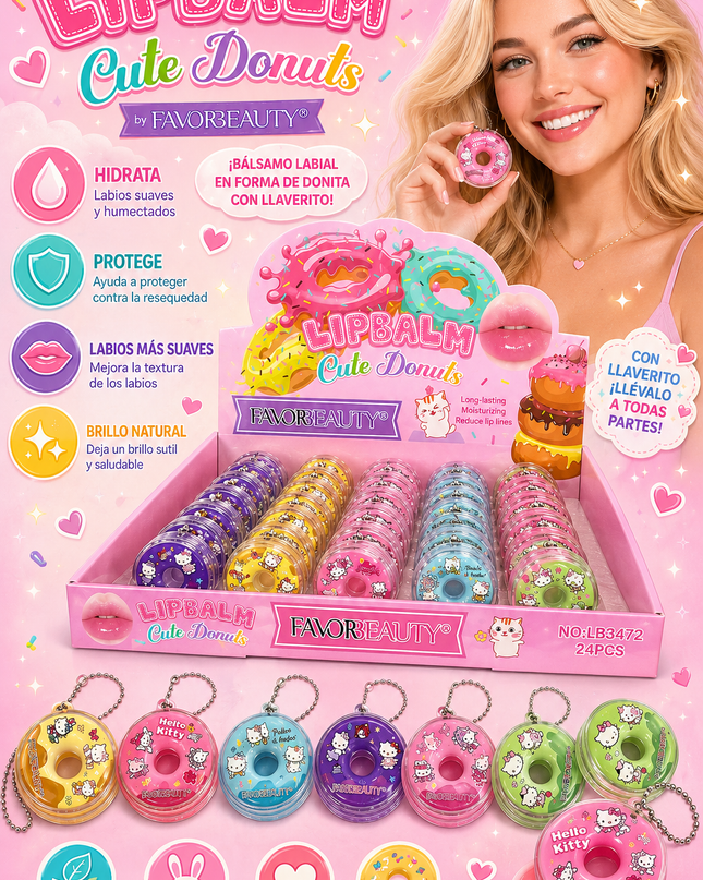 LIP BALM KITTY with keychain - 24 pcs box