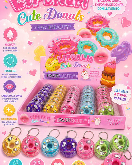 LIP BALM KITTY with keychain - 24 pcs box