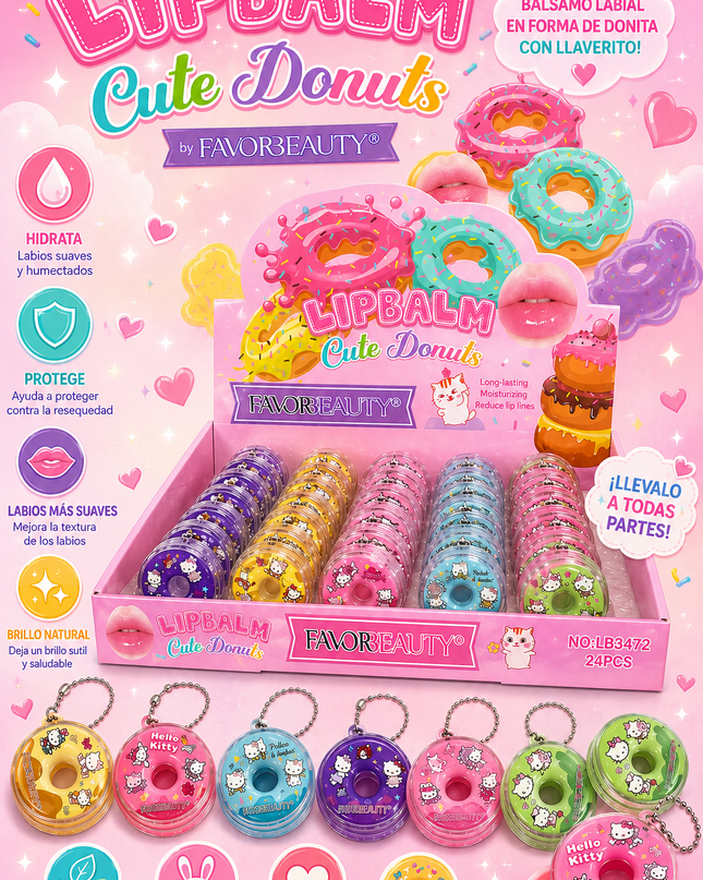 LIP BALM KITTY with keychain - 24 pcs box