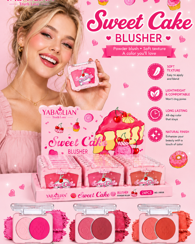 YABAOLIAN SWEET CAKE DOUBLE BLUSH  24 pcs box - (#Y8058)