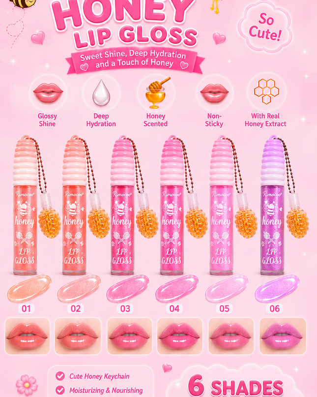 DOUBLE LIPGLOSS KEYCHAIN RIMOCOO HONEY (24 pcs box )RIMOCOO (#R9204)