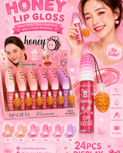 DOUBLE LIPGLOSS KEYCHAIN RIMOCOO HONEY (24 pcs box )RIMOCOO (#R9204)