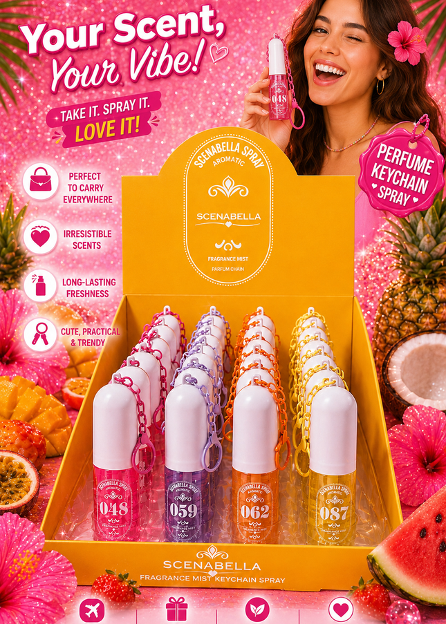 PERFUME KEYCHAIN 24 pcs box - SCENABELLA SPRAY PERFUME ( code : P1)