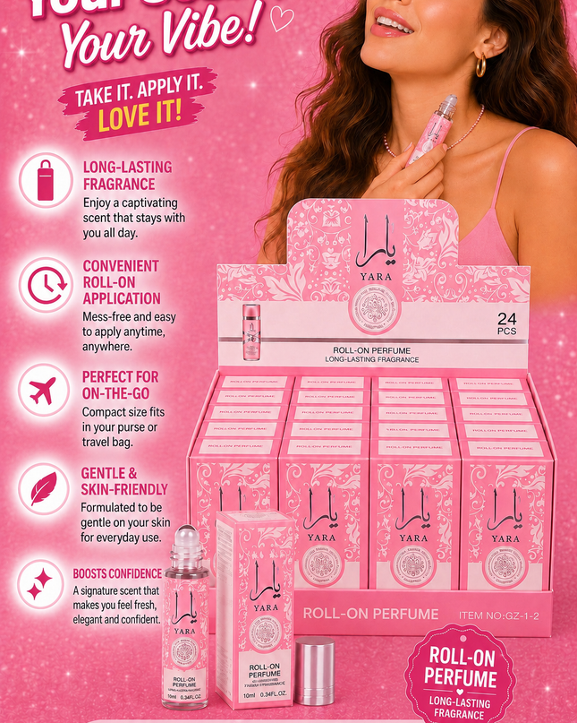 PERFUME YARA ROLL - on  24 pcs box - LOW PINK