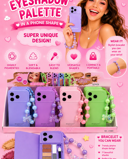 CELLPHONE BRACELET -EYESHADOW PALETTE WITH MIRROR & BRUSH  ( 12 pcs box)