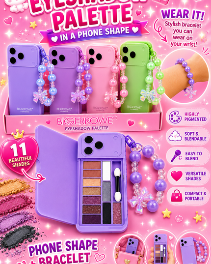 CELLPHONE BRACELET -EYESHADOW PALETTE WITH MIRROR & BRUSH  ( 12 pcs box)
