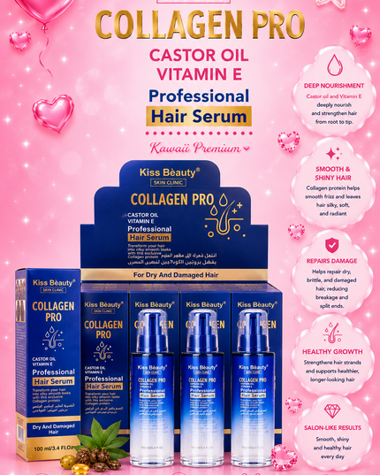 KISS BEAUTY  COLLAGEN PRO Professional hair serum- 12 pcs box ( big size 100 ml per bottle )