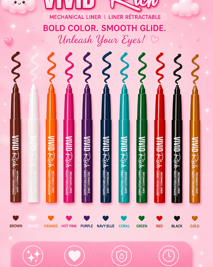 EYELINER COLORS- crayon- QOIDEN ROSE - RETRACTABLE DUO EYEBROW PENCIL & BRUSH - (72 pcs box)