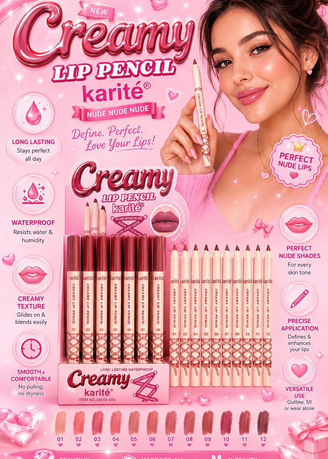KARITE LIP LINER NUDE COLORS  48 pcs box #26012-47A