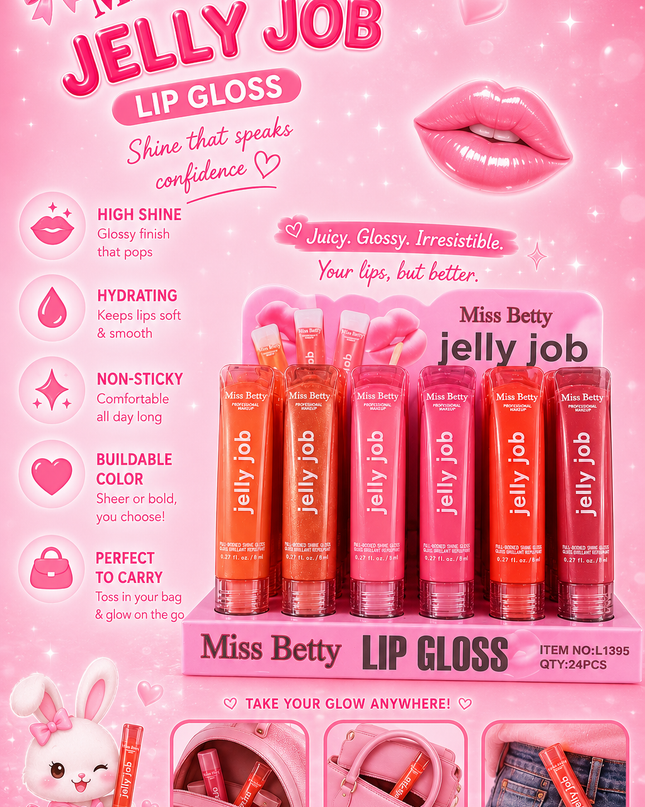 LIPGLOSS Jelly job - MISS BETTY  12 pcs box #L1393