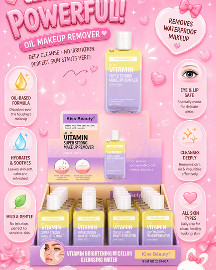 MAKEUP REMOVER KISS BEAUTY - 24 pcs box big size 100 ml per bottle (#235903A)
