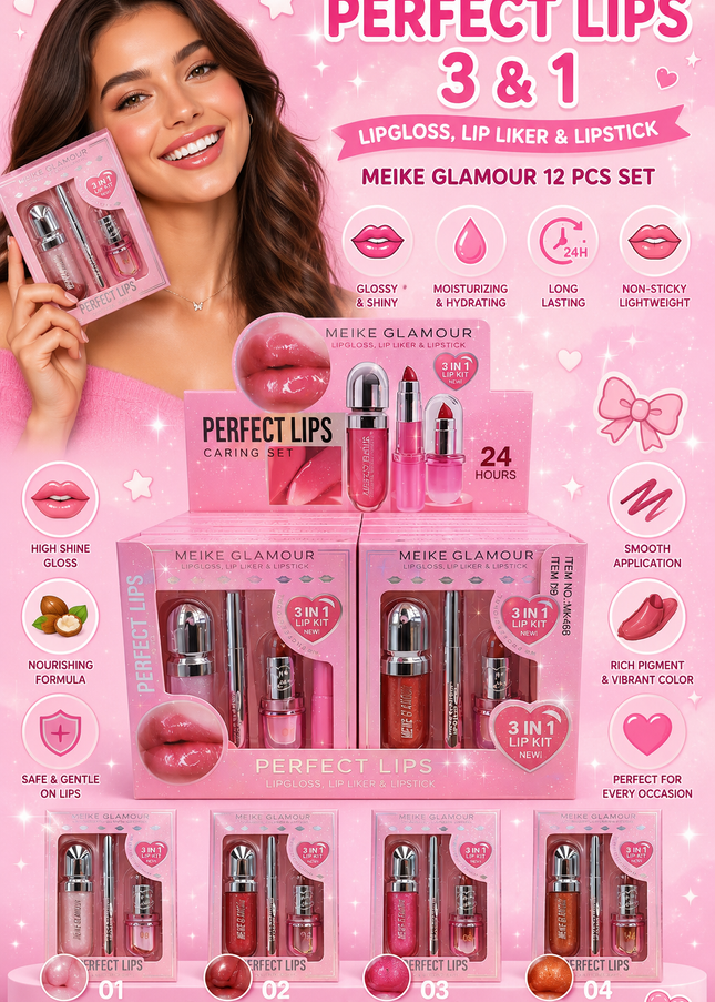 3 & 1 set MEIKE GLAMOUR - 12 set ( each set have 3 pcs) #MK468