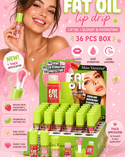 LIP OIL - FLAT OIL LIP DRIP -MISS VANESSA 36 pcs box