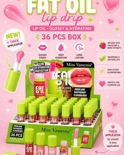 LIP OIL - FLAT OIL LIP DRIP -MISS VANESSA 36 pcs box