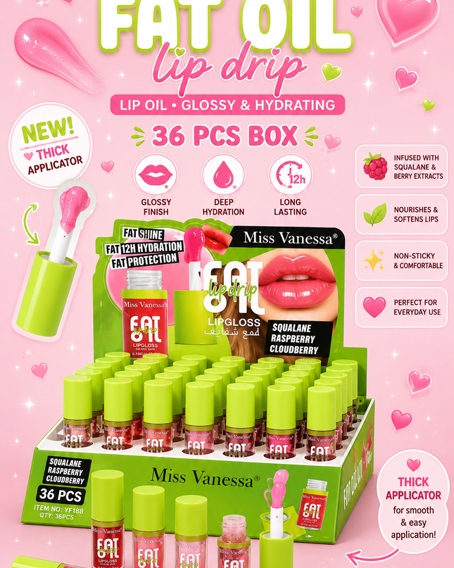 LIP OIL - FLAT OIL LIP DRIP -MISS VANESSA 36 pcs box