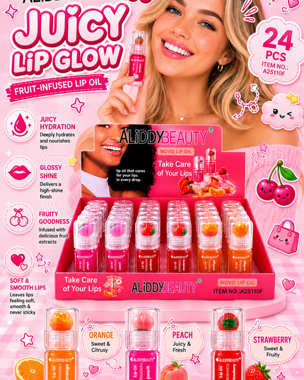 LIP OIL FRUIT ALIDDY BEAUTY 24 pcs box ( #A25110f )
