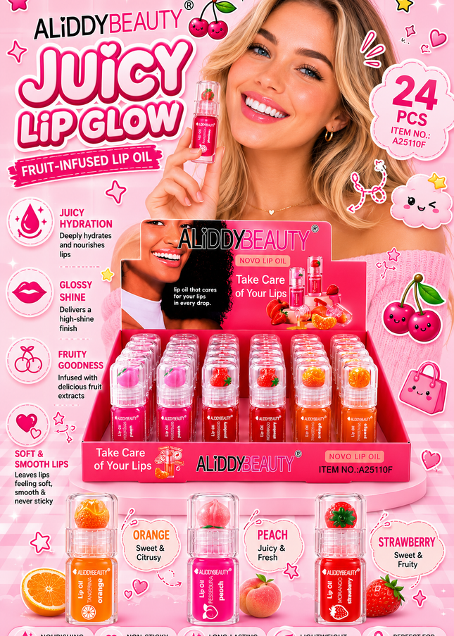 LIP OIL FRUIT ALIDDY BEAUTY 24 pcs box ( #A25110f )