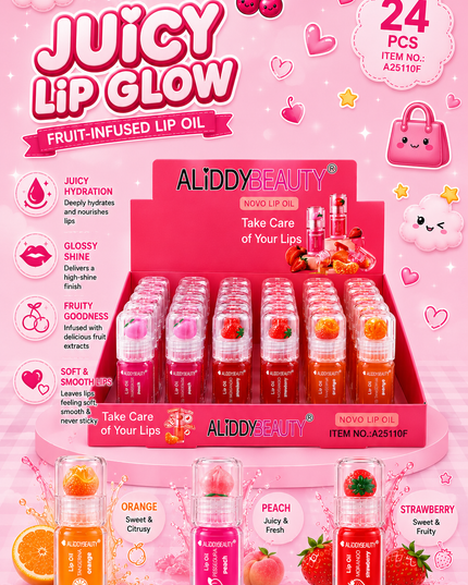 LIP OIL FRUIT ALIDDY BEAUTY 24 pcs box ( #A25110f )