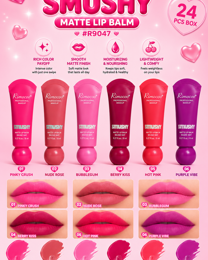SMUSHY MATTE LIP BALM RIMOCOO (#R9047) - 24 pcs box