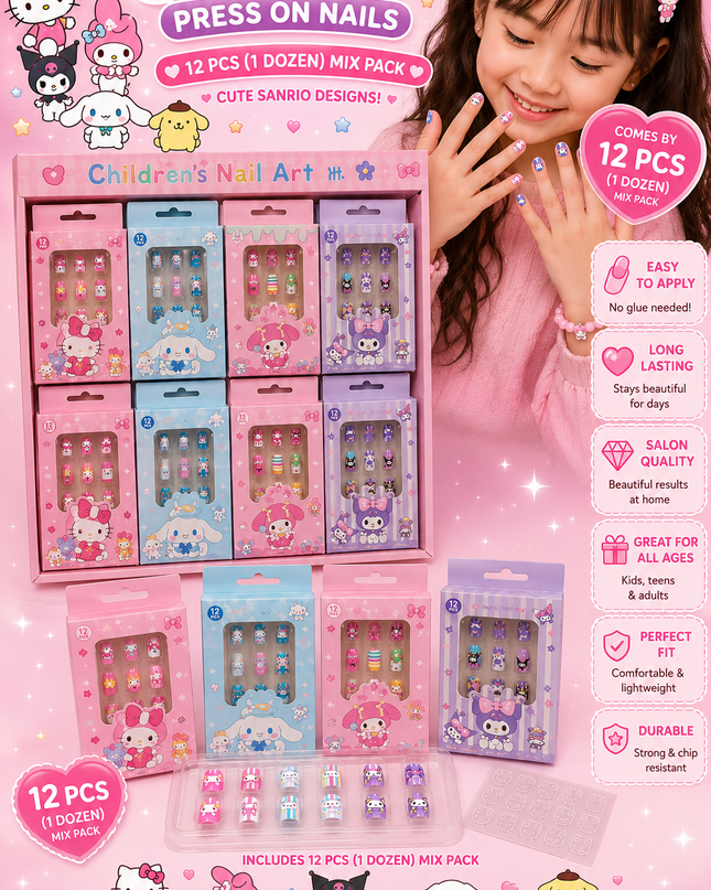 PRESS NAILS-  SANRIO #1 ( 12 pcs in a box)